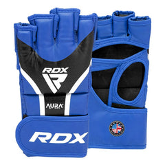 RDX γάντια grappling Aura plus T-17, μπλε-μαύρο
