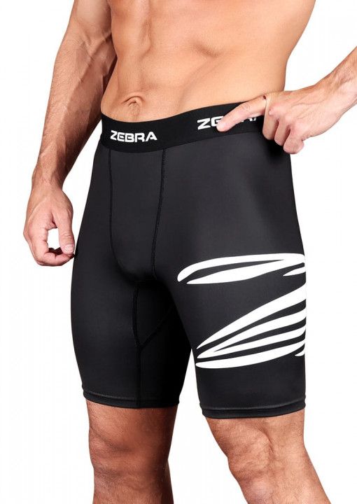 Zebra krátke kompresné nohavice, čierne
