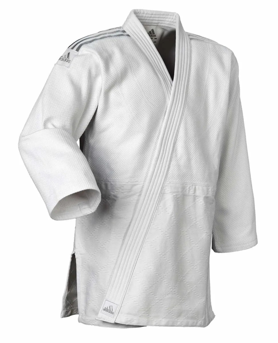 Adidas kimono da judo Contest Silver 650g, bianco