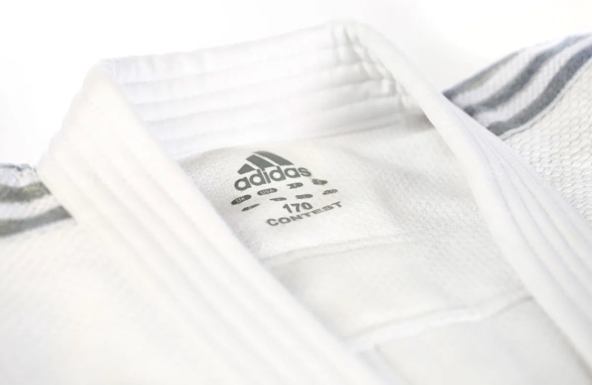 Adidas kimono da judo Contest Silver 650g, bianco