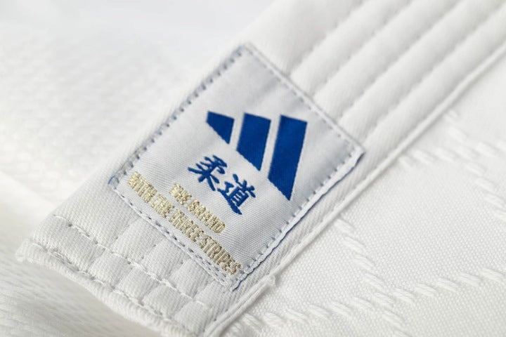 Adidas JU kimono s modrými pásmi Club 350g, biele