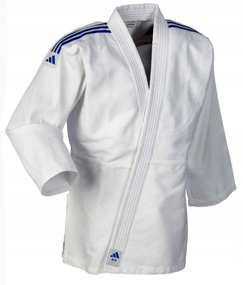 Adidas JU kimono s modrými pásmi Club 350g, biele