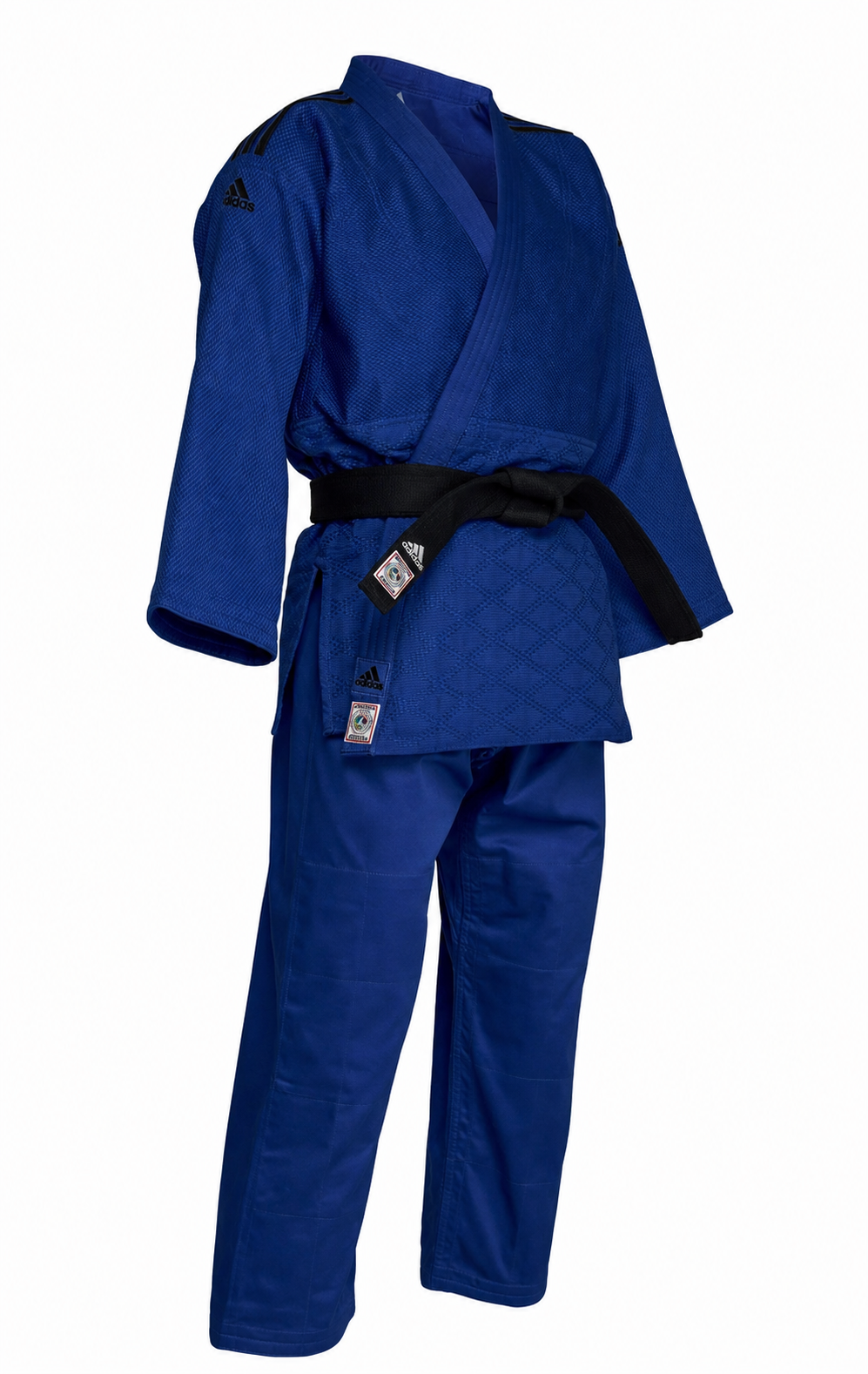 Adidas JU kimono Club 350g, modré s čiernymi pásmi