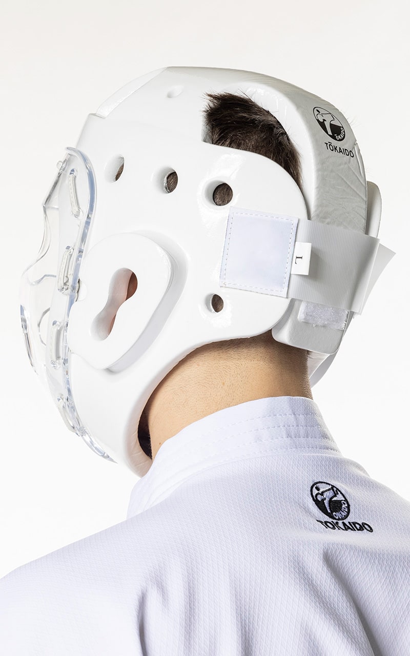 Tokaido karate čelada Junior WKF, bela